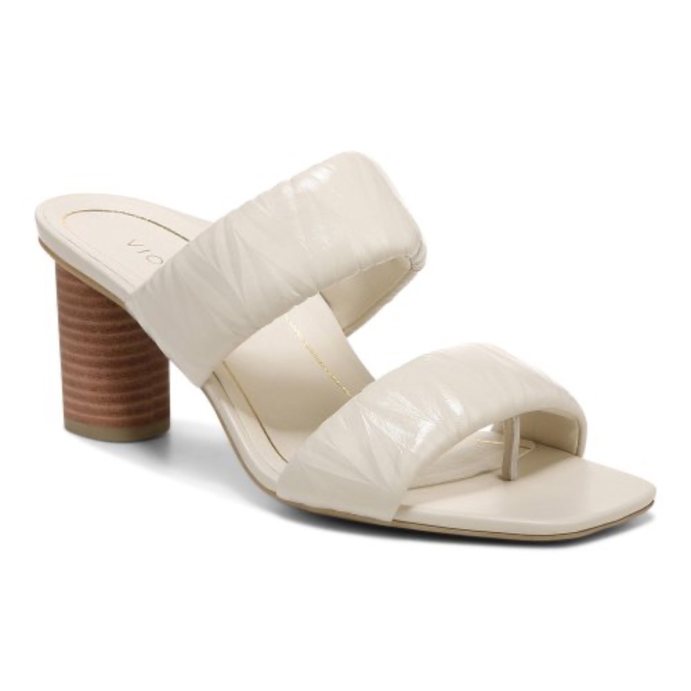 Vionic Cream Chevron Emaline Leather Sandals Size 9